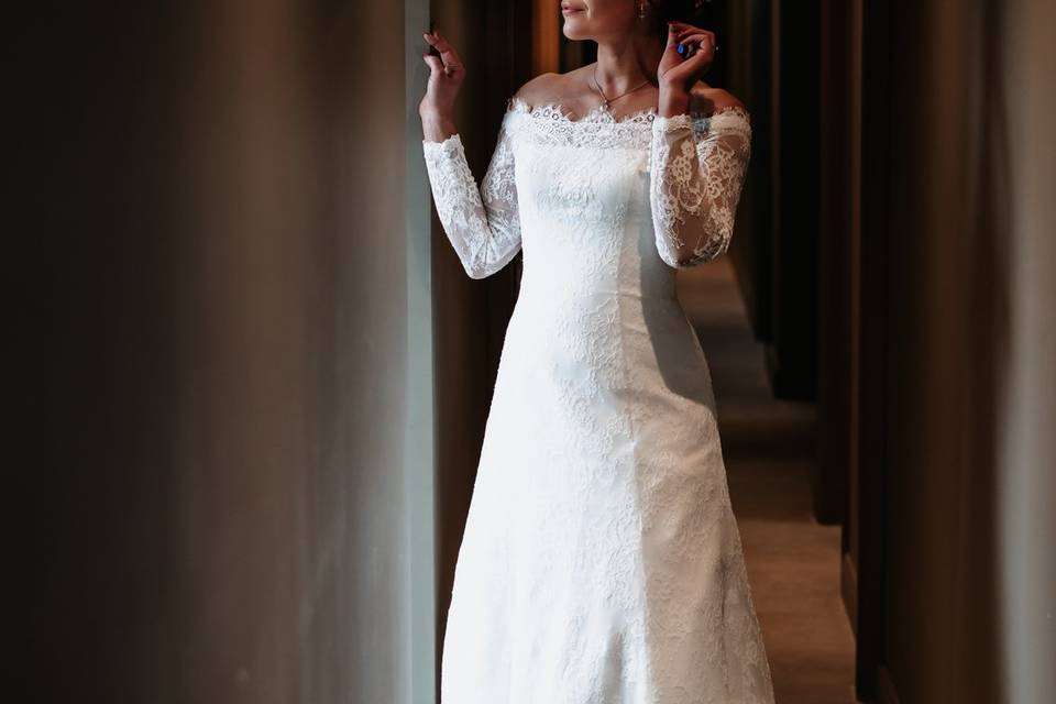 Lace aline boho wedding dress