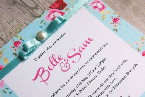 Turquoise shabby chic invite