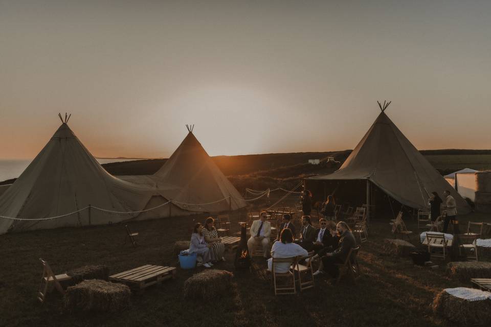 Tipi's at sunset