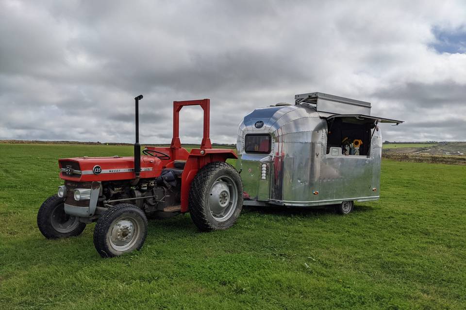 Vintage tractor with Airstream