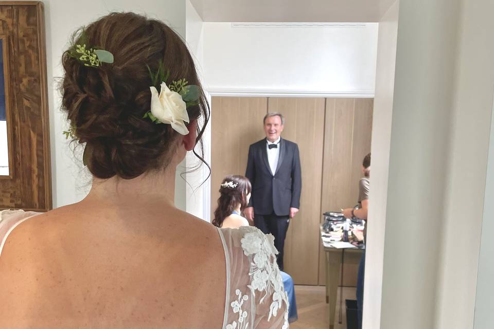 Updo with fresh flowers