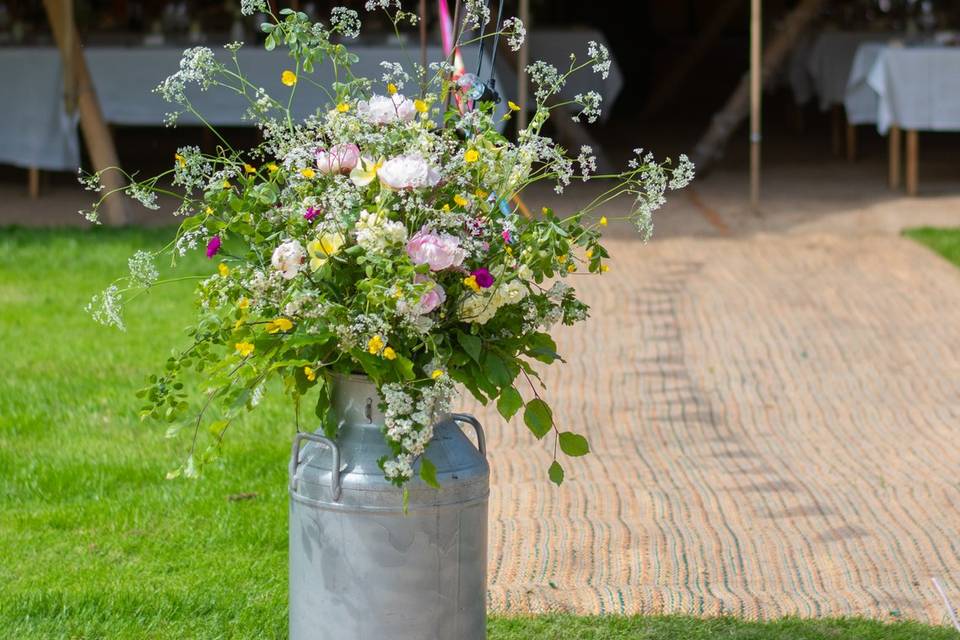 Galvanised milk churn