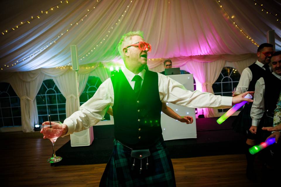 Wedding guest on dance floor