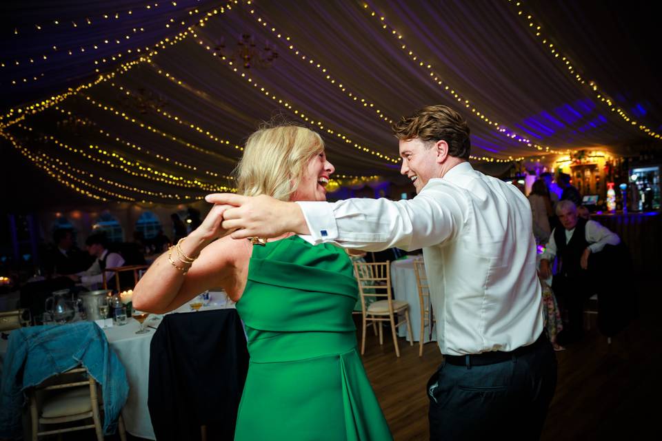 Wedding guests dancing