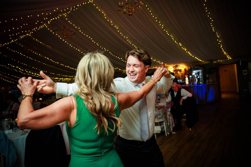 Wedding guests dancing