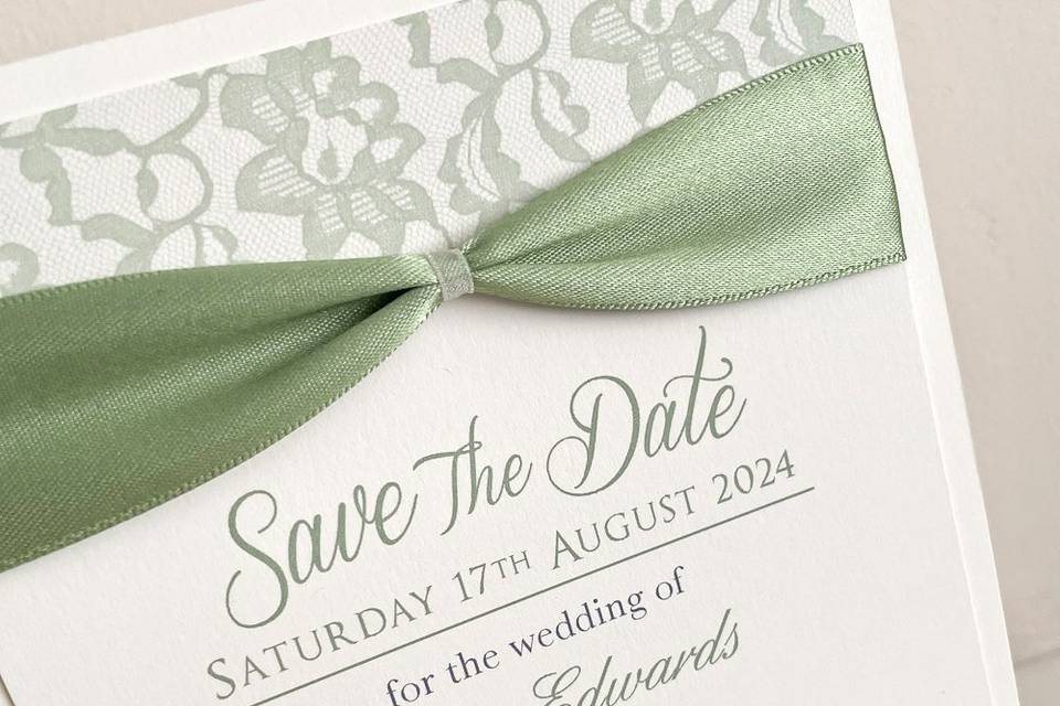 Ribbon lace save the date