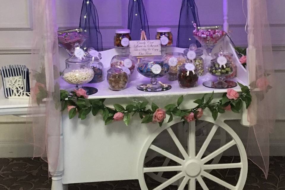 Candy cart with flower roof