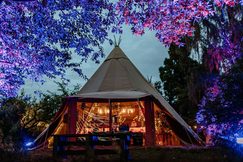 Oakfield Tipi at night