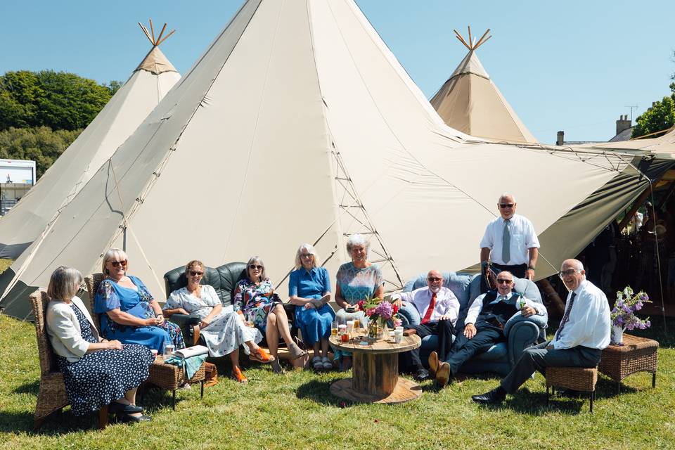 Catch ups around the fire pit