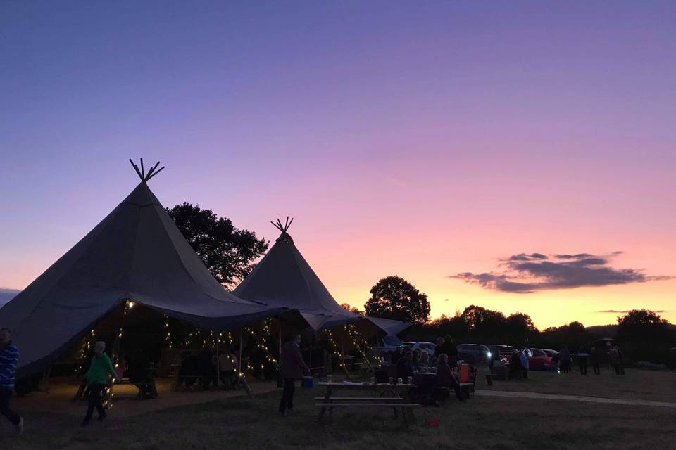 Tipis by Sunset