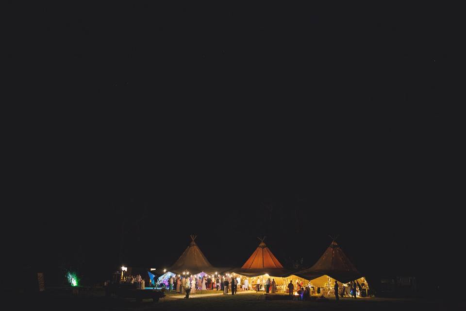 Tipis by night