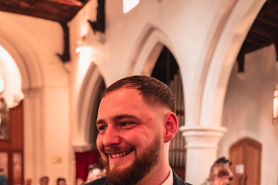 Groom excited before ceremony