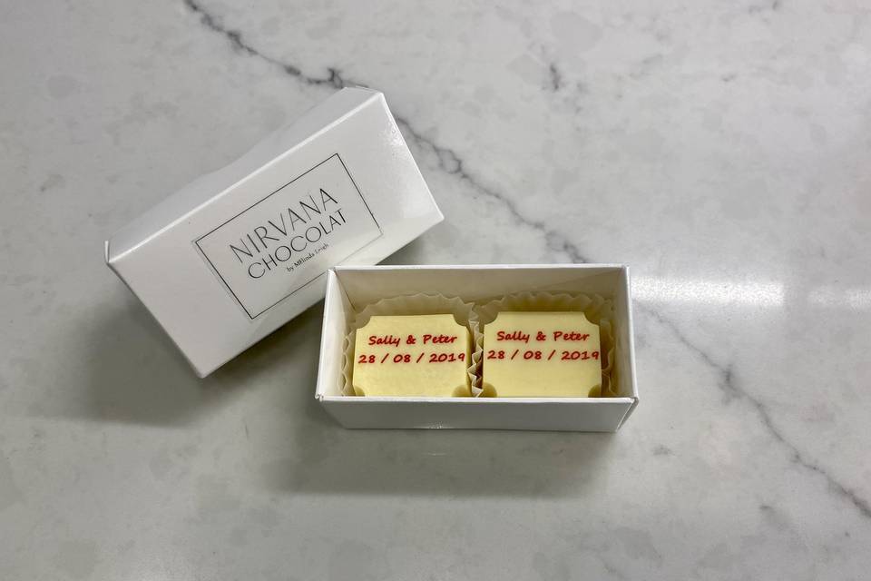 Personalised wedding chocolates