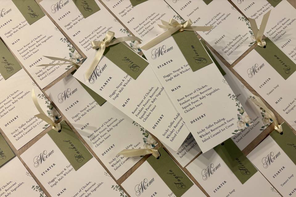 Menu + Name tags
