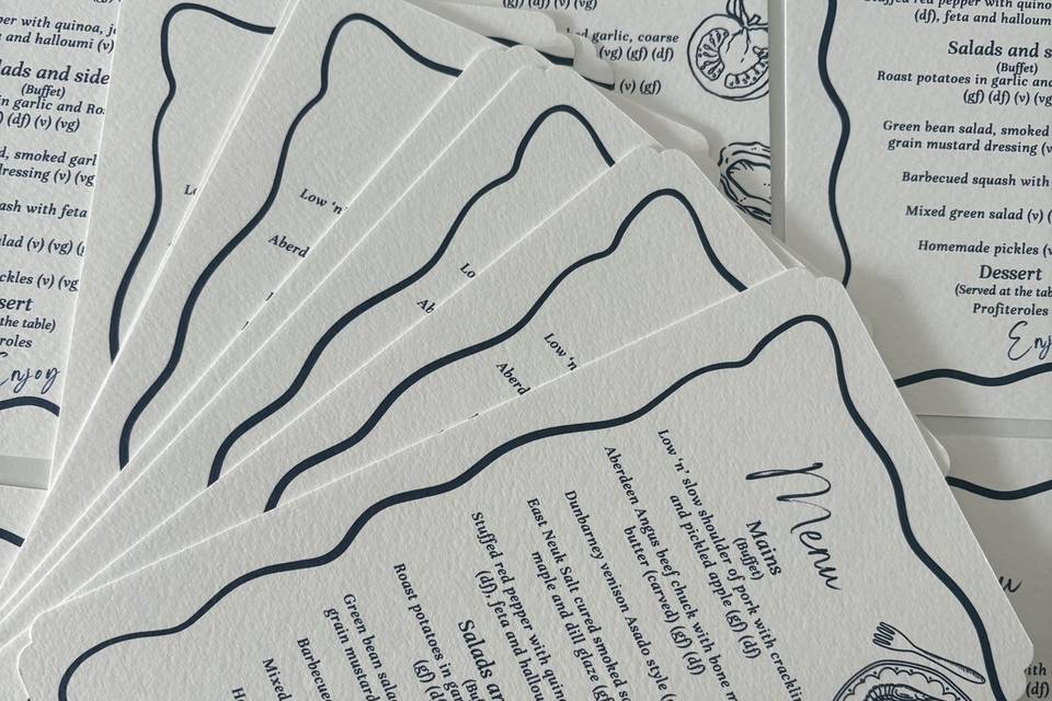 Farm Wedding Menu