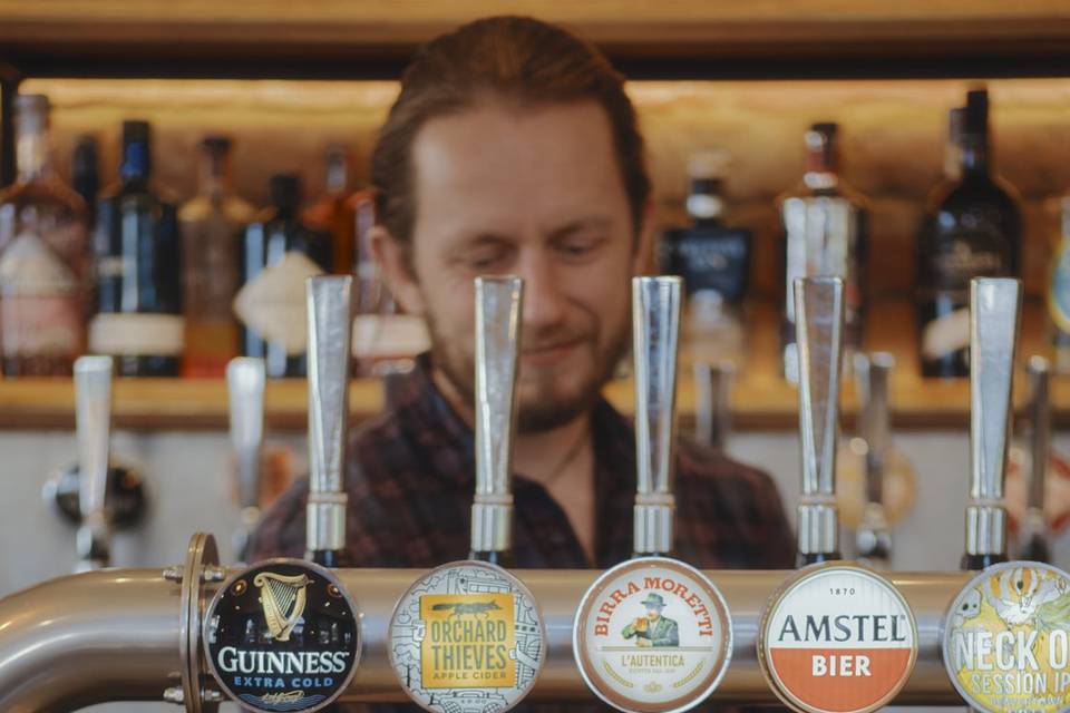 Freshly poured beers