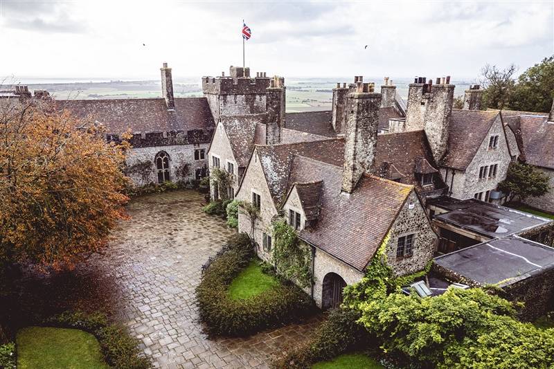 Drone shot of Lympne Castle