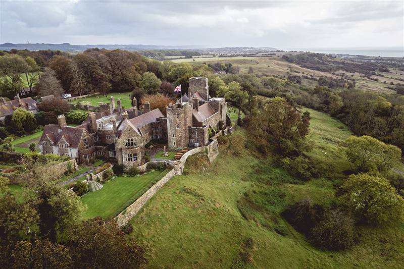 Drone shot of Lympne Castle