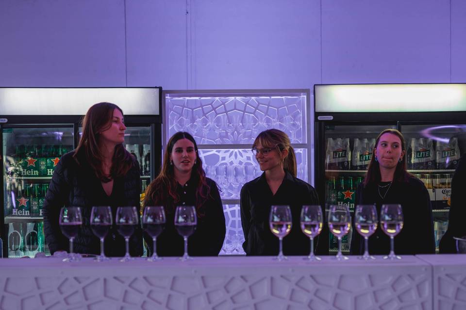 Staff behind the bar