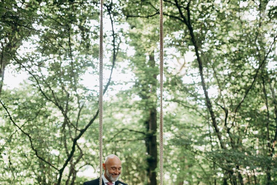 Mr and mrs on a swing