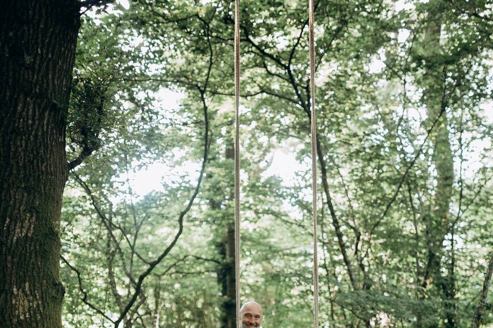 Mr and mrs on a swing