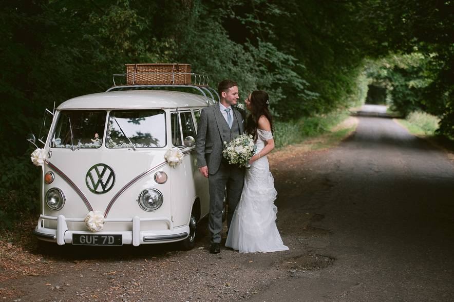 VW camper and couple