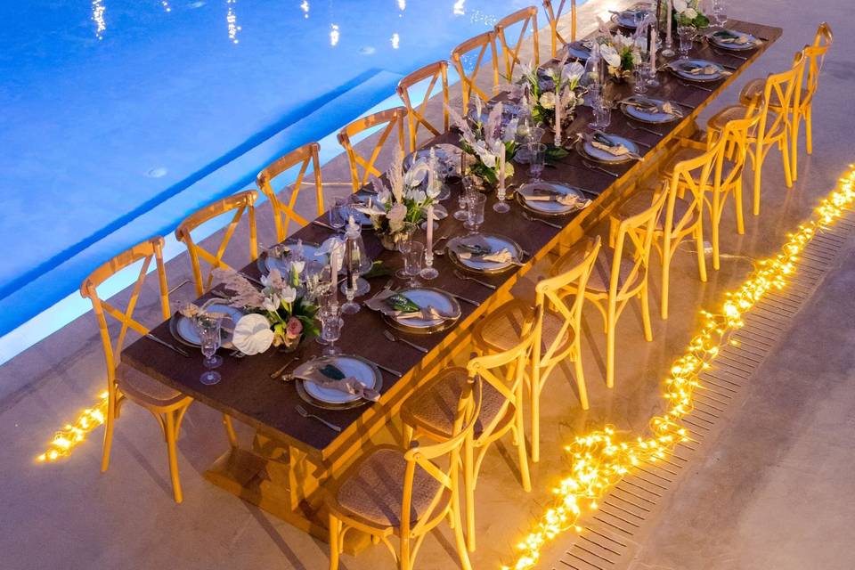 Evening reception by the pool