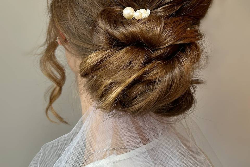 Bridal twisted low bun