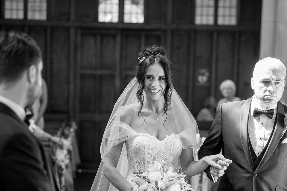 Bride walking down the aisle