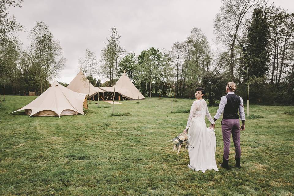 Tipi marquees with glamping