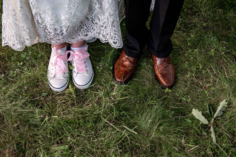 Trainers at a wedding