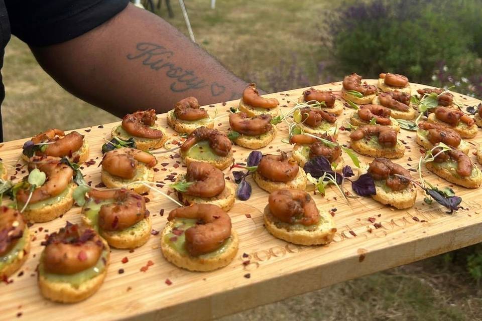 Jerk Prawn crostini