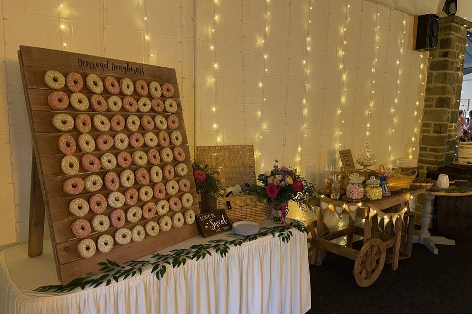 Donut wall and Candy Cart