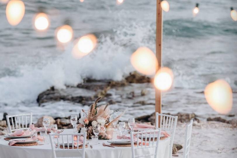 Seaside wedding reception