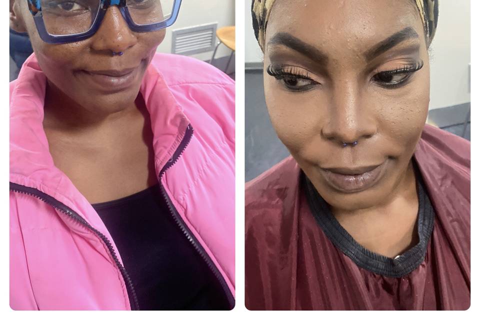 Full glam before and after