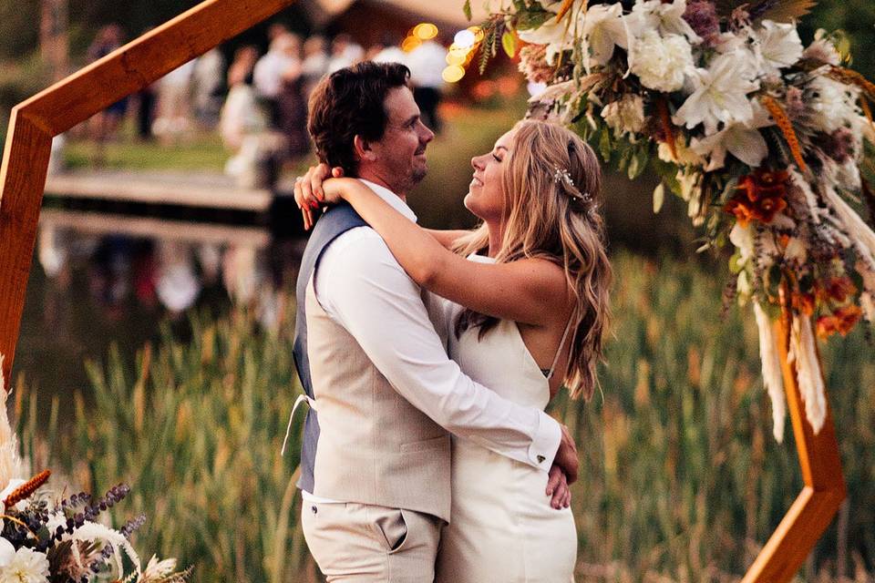 Boho wedding tipi ceremony