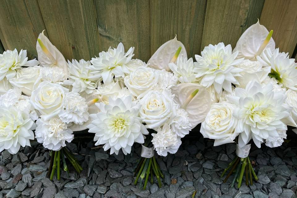 Modern white bridesmaids