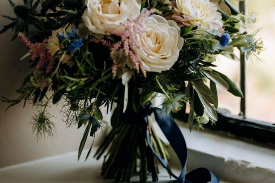 Blush, ivory and blue bridal b