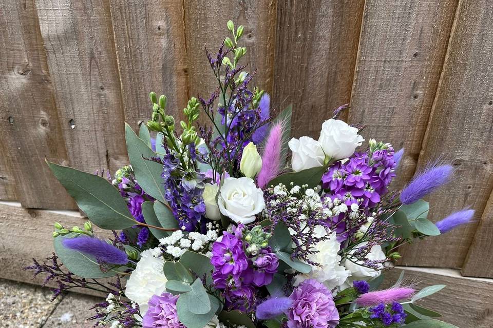 Lilac and white bridal bouquet