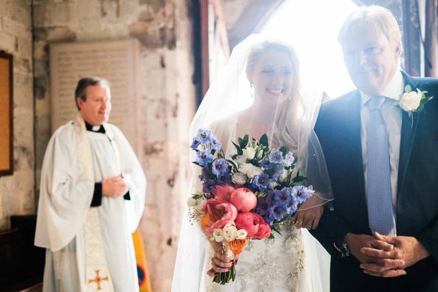 Bride Walking with Her Father