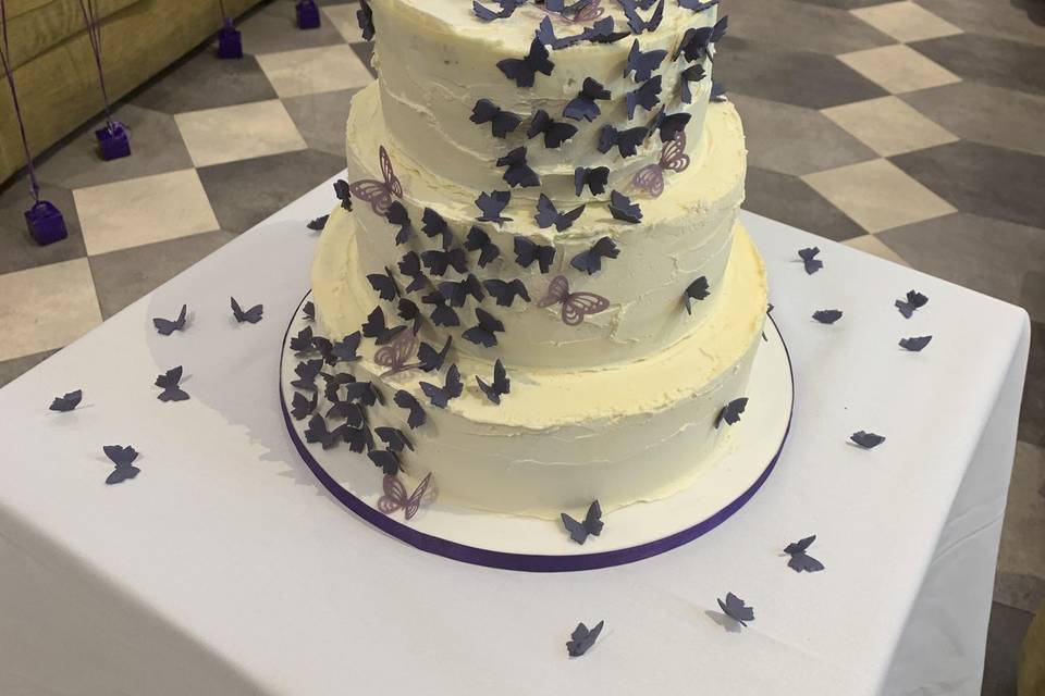 White and Gold Butterfly Cake with Drip - Adrienne & Co. Bakery  Beautiful  birthday cakes, Golden birthday cakes, Butterfly cakes