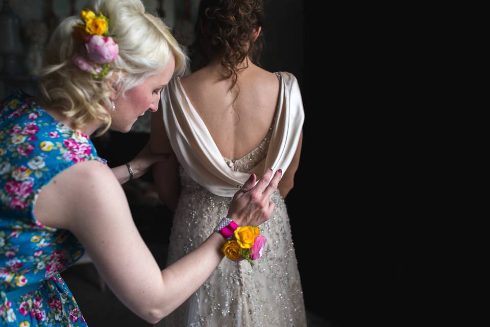 Hair comb and wrist corsage