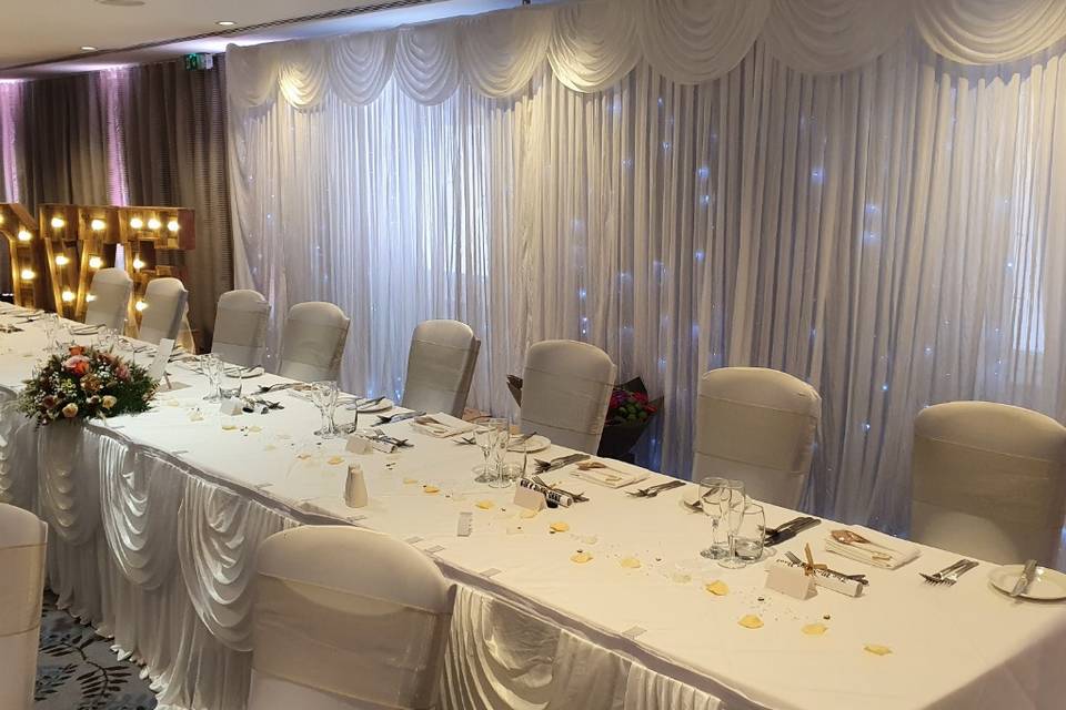 Top Table backdrop and swags