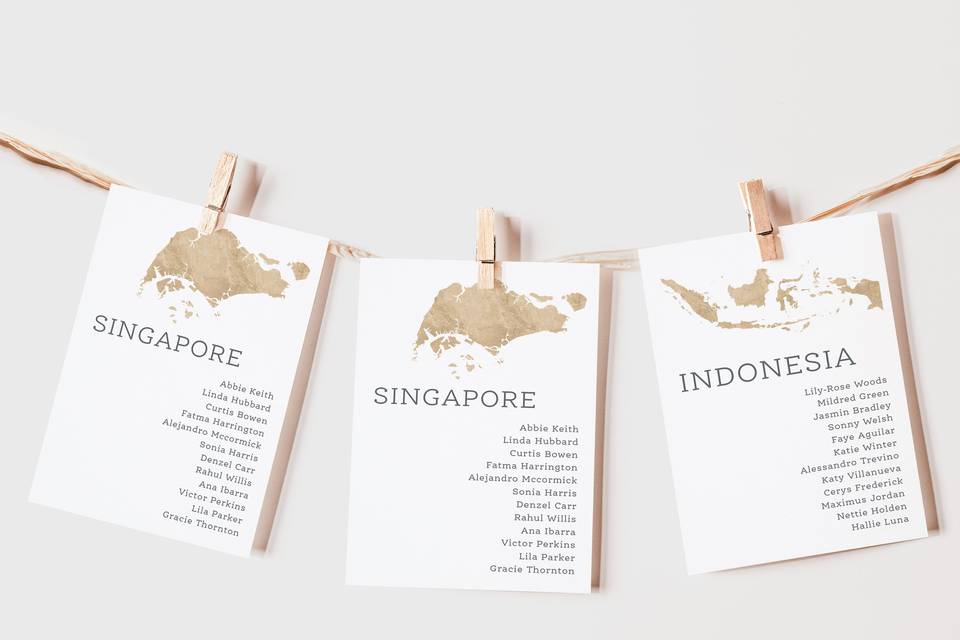 Travel Theme Table Plan Cards