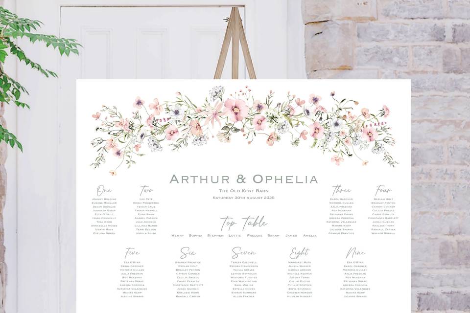 Our Pink Wildflower Table Plan