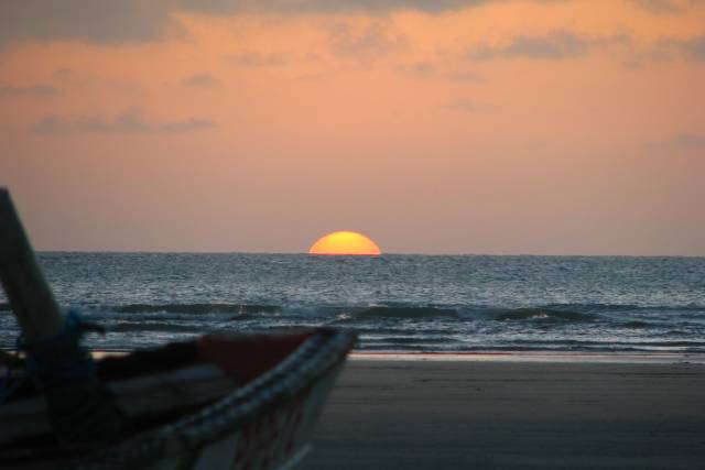 Tropical beach at sunset