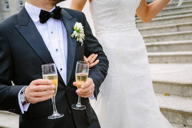 Bride and groom's champagne to