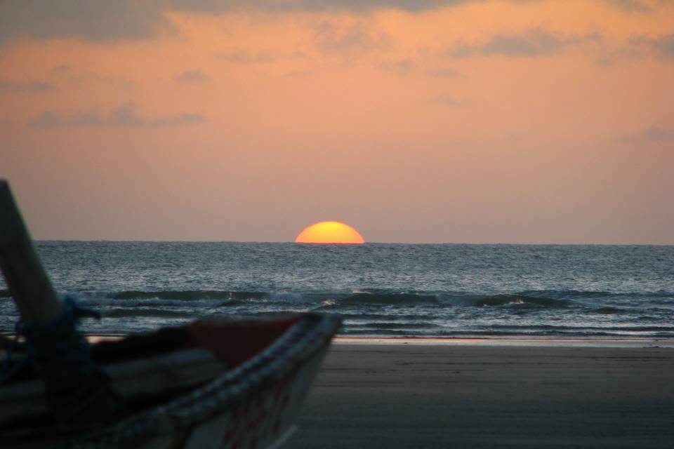 Tropical beach at sunset
