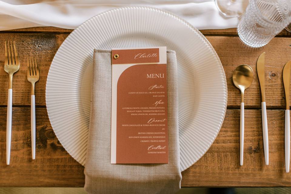 Arched Menu and Place Cards