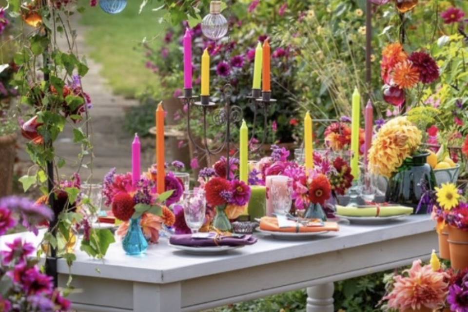 Colourful wedding reception